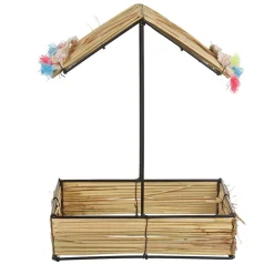 Bocal à paille et couvercle style tropical avec support x4