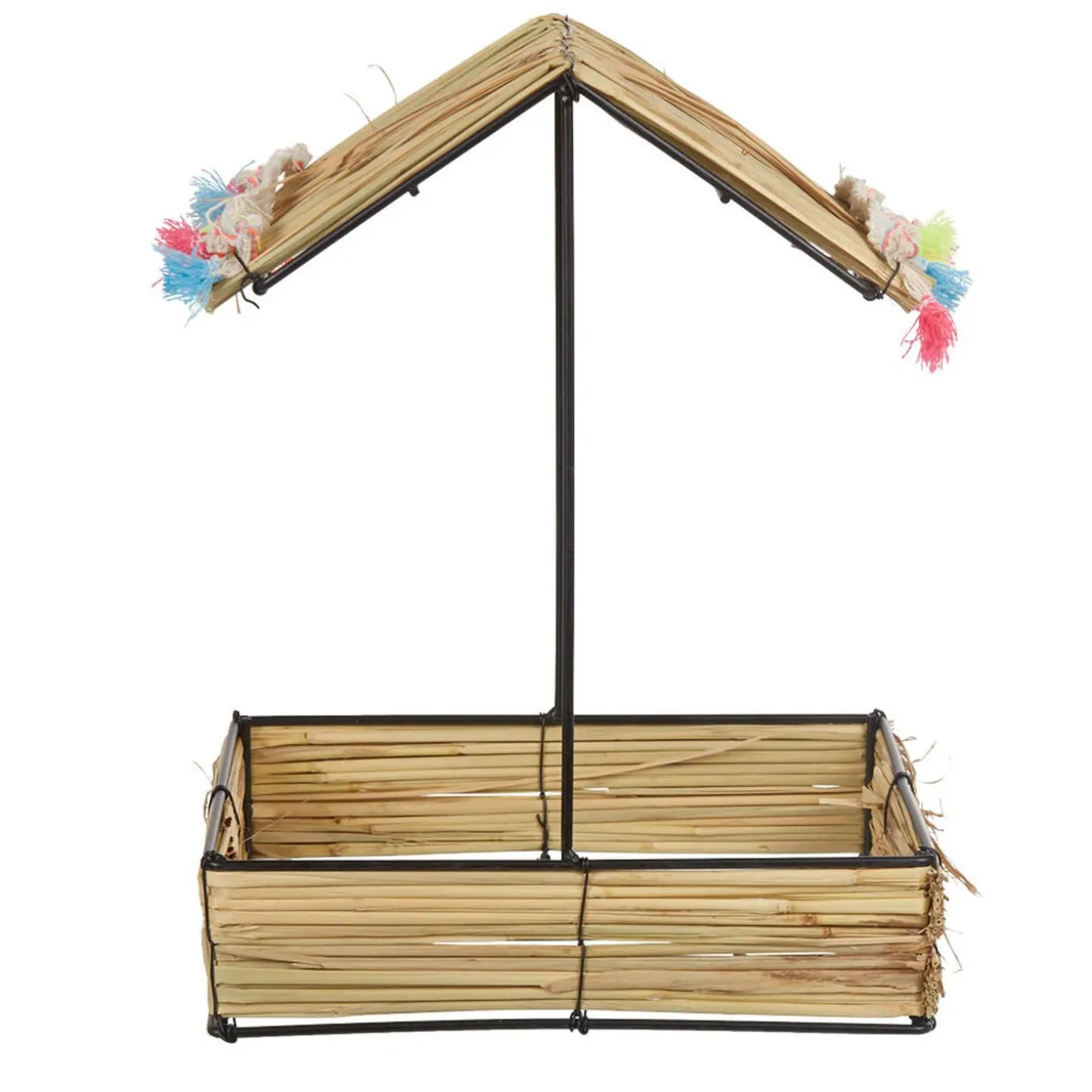 Bocal à paille et couvercle style tropical avec support x4