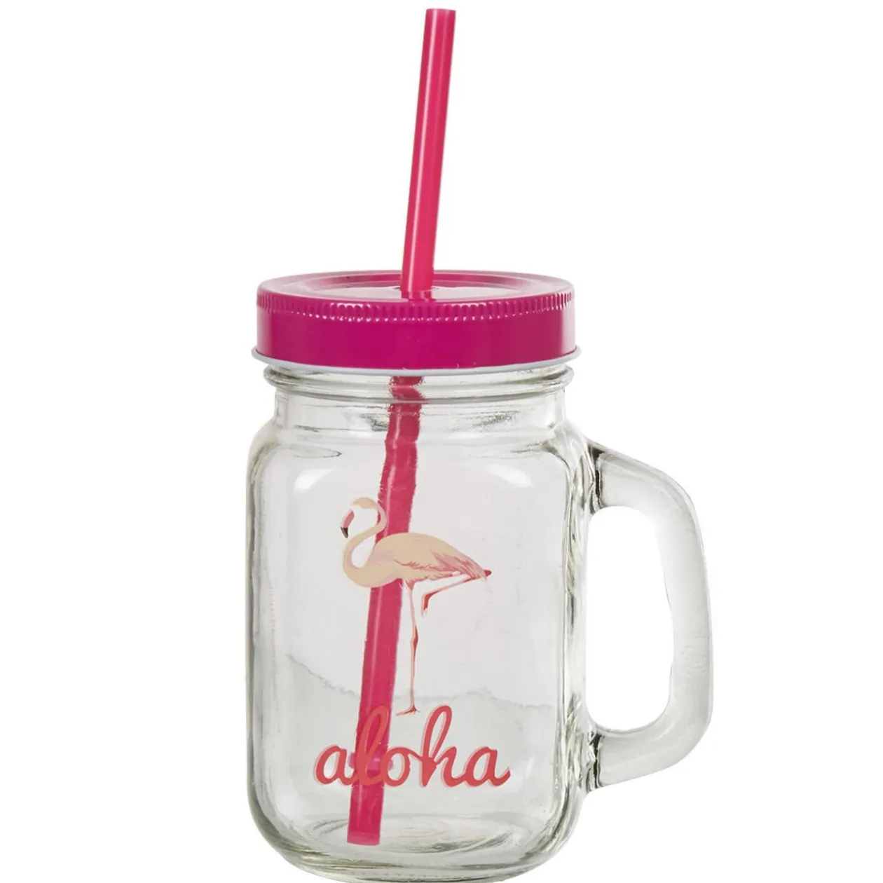 Bocal à paille et couvercle style tropical avec support x4