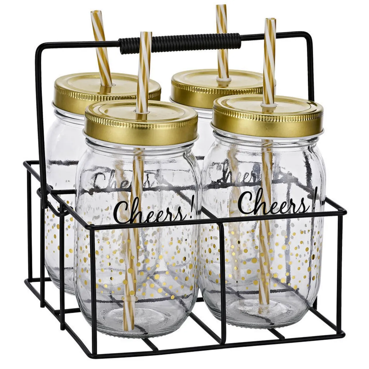 Bocal avec paille et support x4