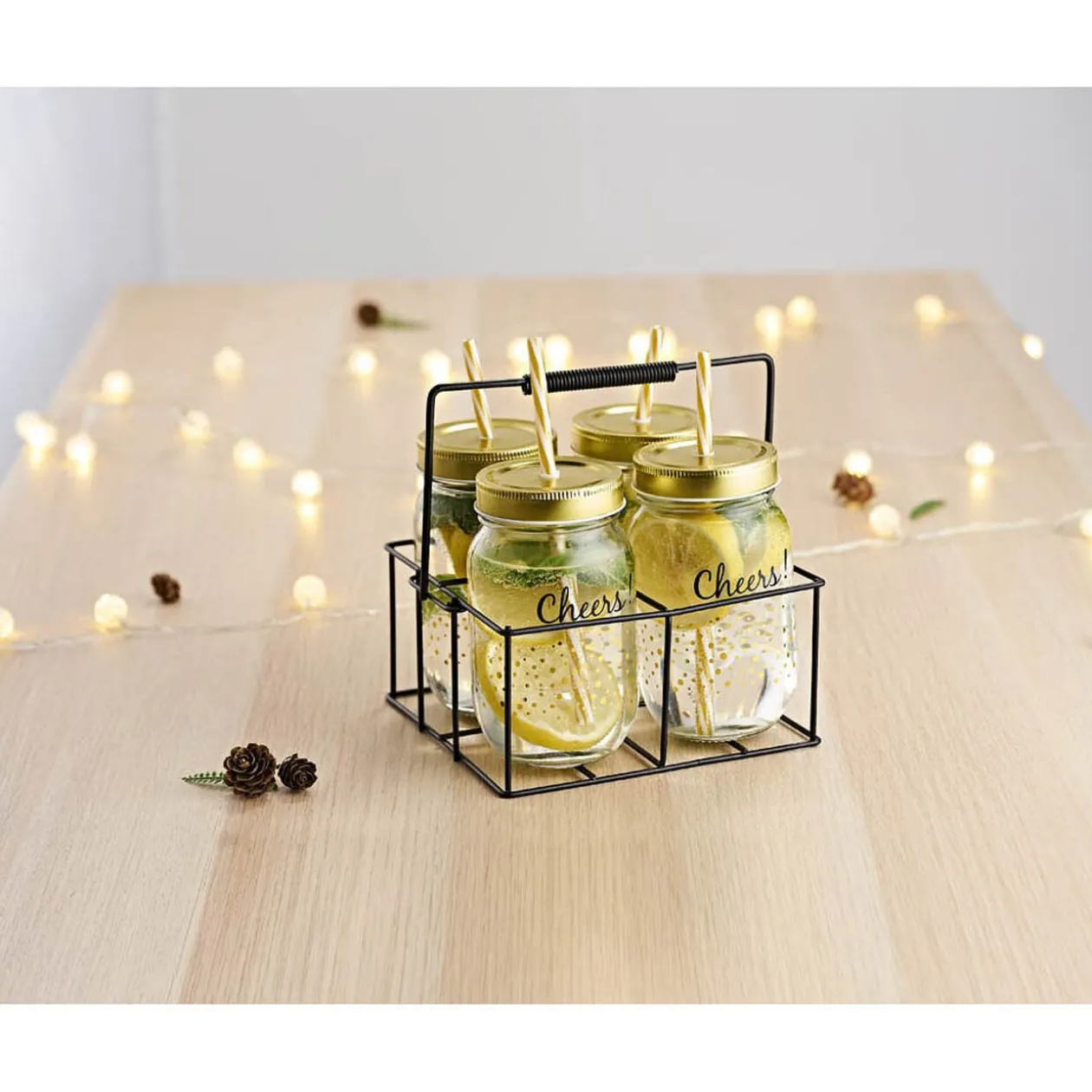 Bocal avec paille et support x4