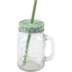 Bocal en verre + paille 500 ml