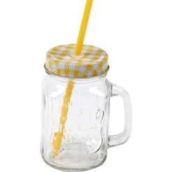 Bocal en verre + paille 500 ml