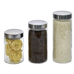 Bocal en verre avec couvercle hermétique x3
