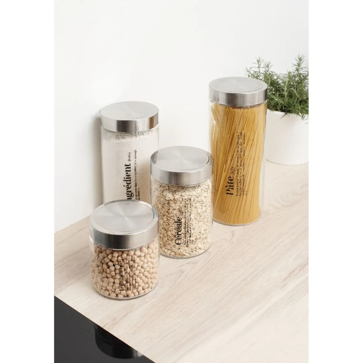 Bocal en verre pour conservation alimentaire x4