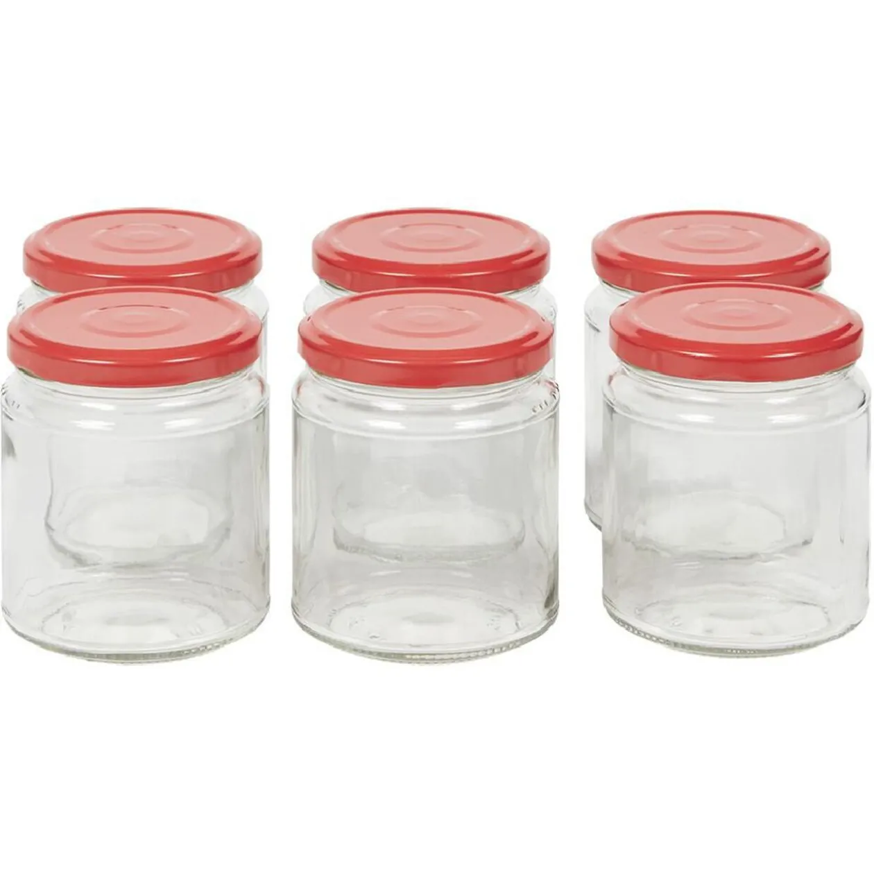 Bocal en verre transparent avec couvercle rouge 300 ml x6