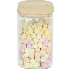 Bocal en verre transparent 1L avec couvercle et cuillère en bambou