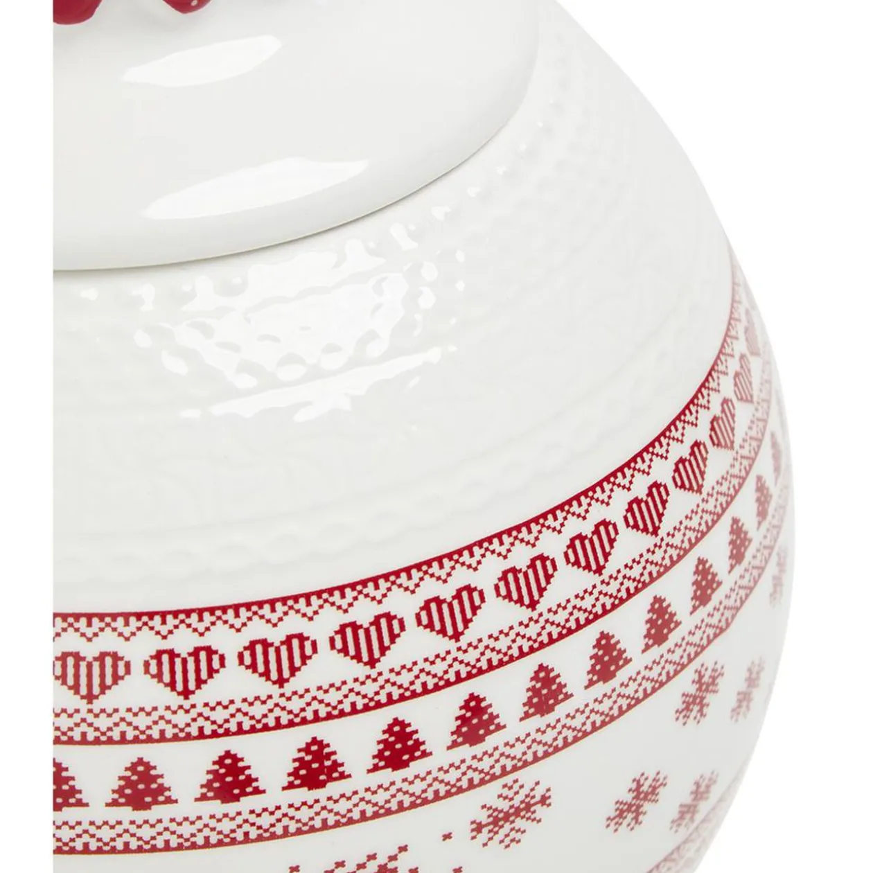 Bonbonnière en céramique décor Noël rouge blanc