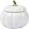 Bonbonnière Halloween forme citrouille porcelaine blanc Ø18 cm