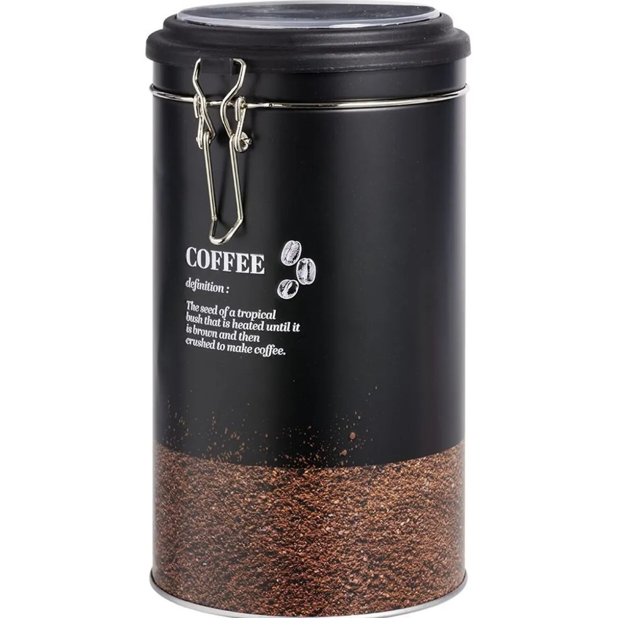 Boîte à café ronde en étain avec couvercle plastique - Ø11xH.20cm