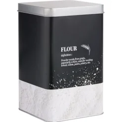 Boîte à farine en métal noir design flour - 10,7x10,7xH.17,5cm