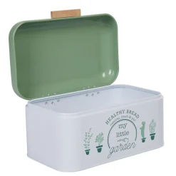 Boîte à pain My little garden alu bambou blanche et verte