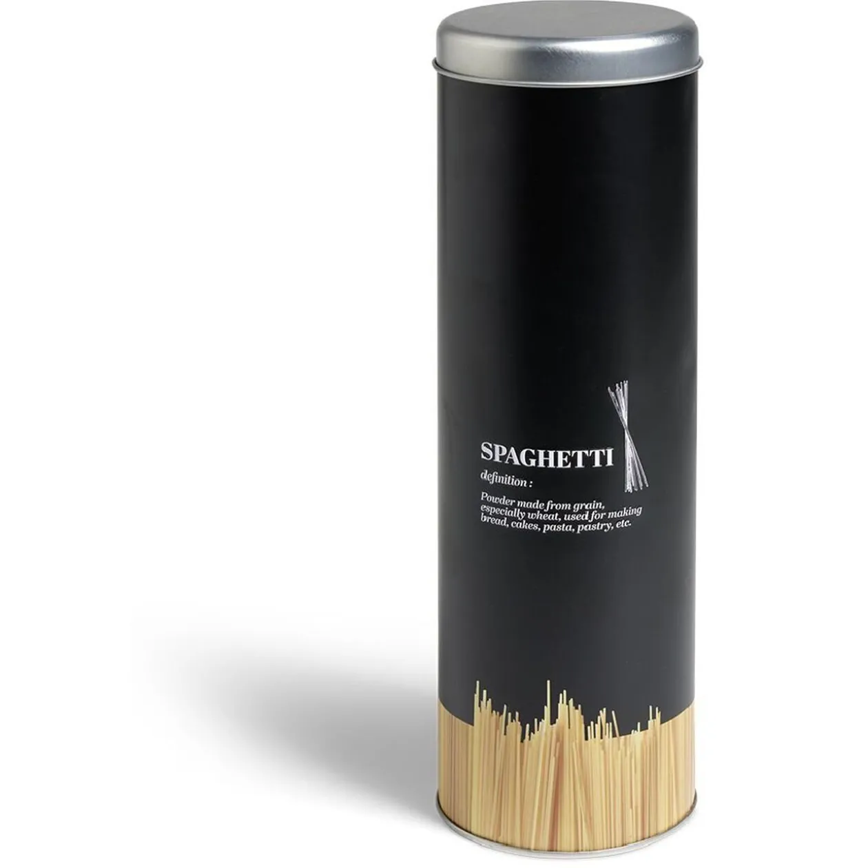 Boîte à spaghetti en métal noir/imprimé - Ø9xH.29cm