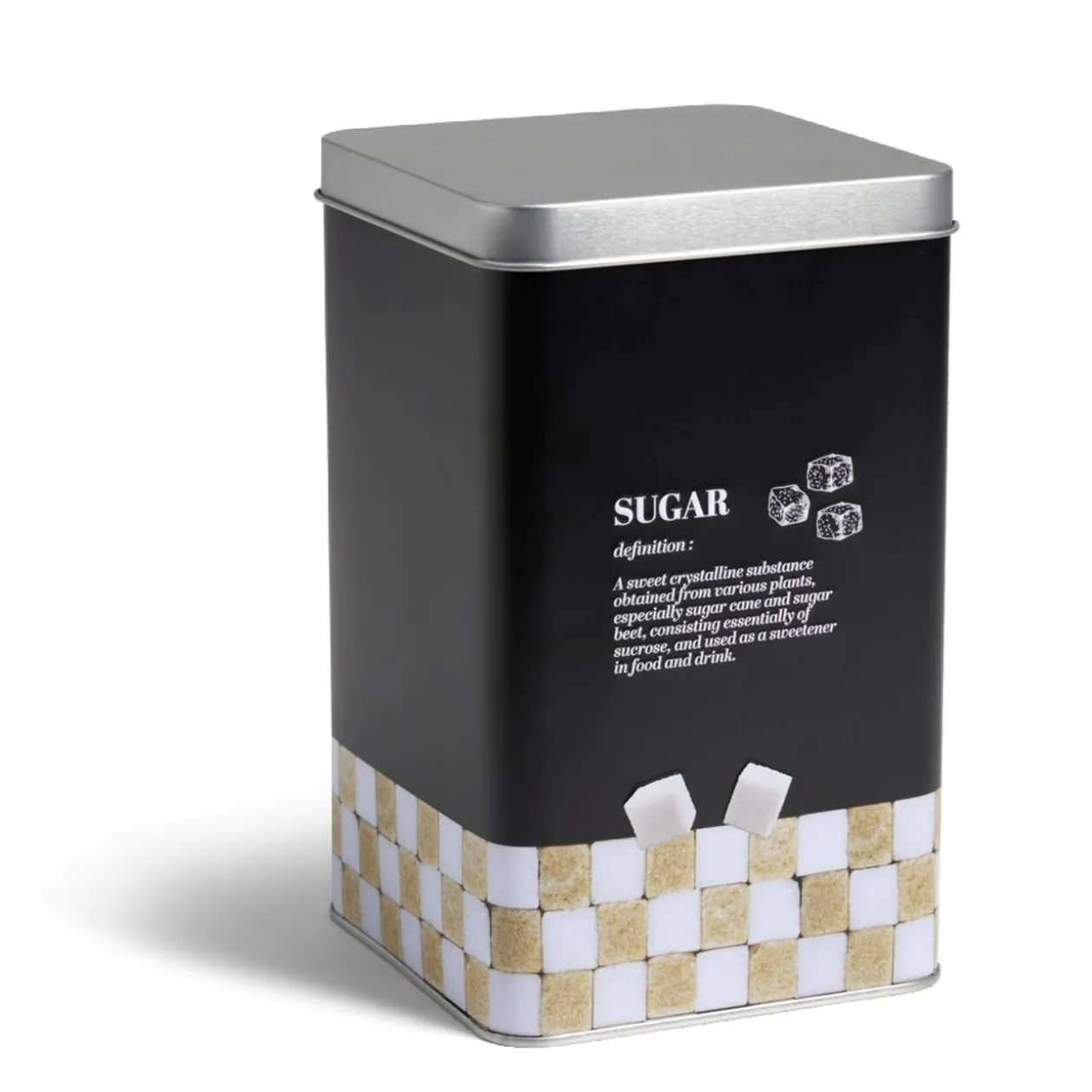 Boîte à sucre en métal noir design Sugar - 10,7x10,7xH.17,5cm