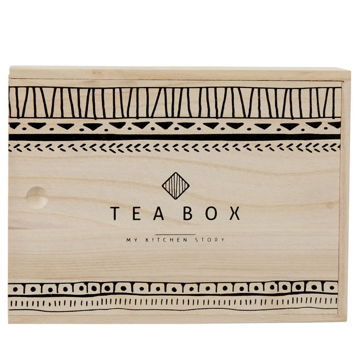 Boîte à thé noir naturel 8 casiers avec couvercle coulissant