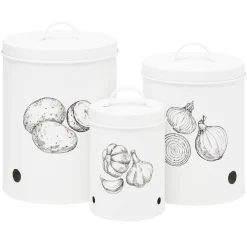 Boîte de conservation pour pommes de terre en métal blanc