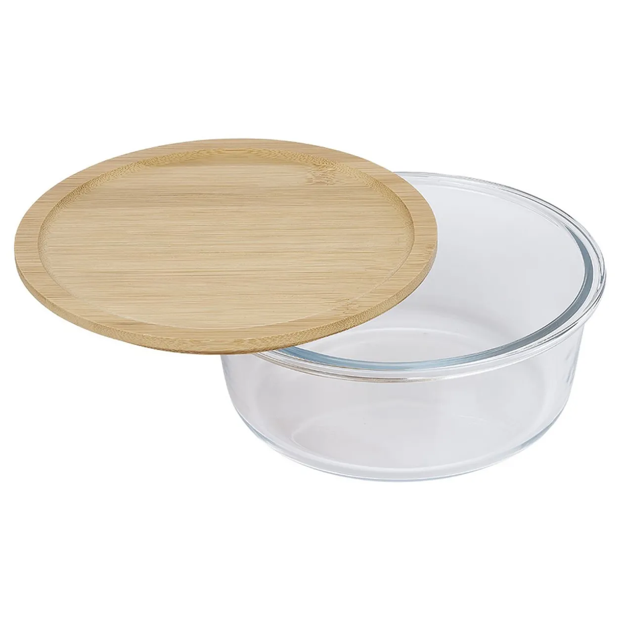 Boîte de conservation ronde en verre avec couvercle en bambou 850 ml
