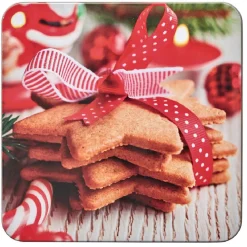 Boîte de Noël carré vintage métal motif biscuit étoile
