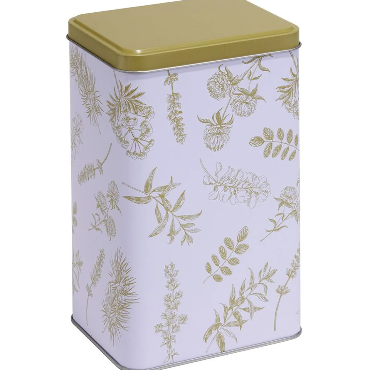 Boîte en métal imprimé feuillage 13x10xH20cm