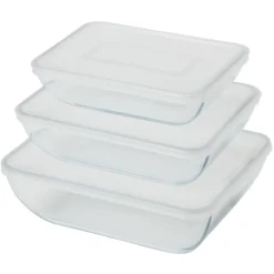 Boîte en verre avec couvercle plastique x3