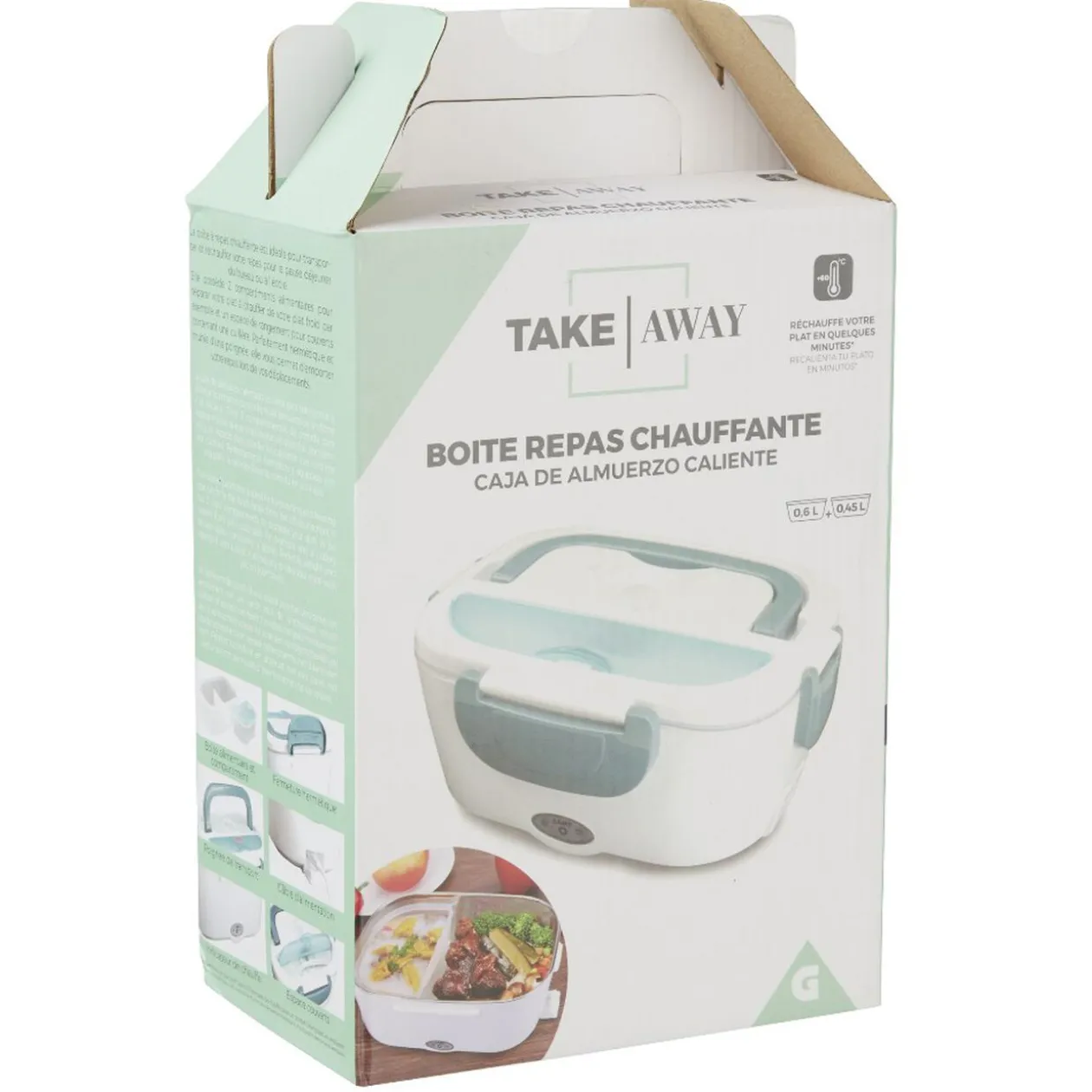 Boîte lunch chauffante 2 compartiments 1 cuillère