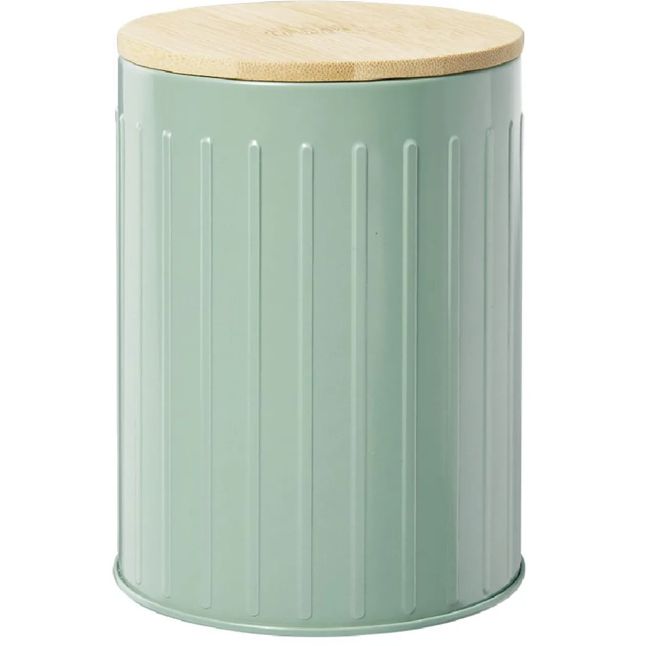 Boîte ronde métal embossée avec couvercle bambou Ø10xH13,5cm