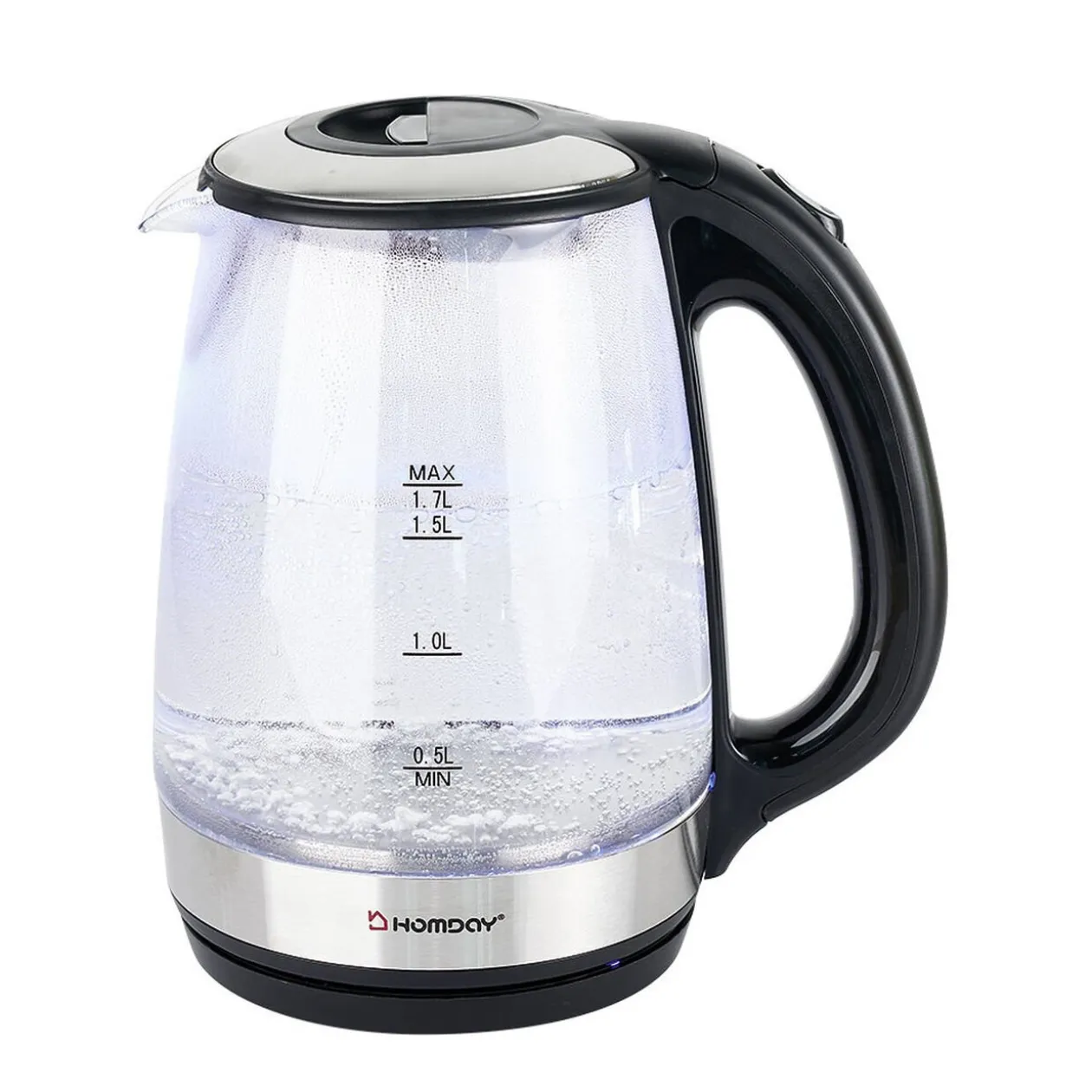 Bouilloire en verre Homday électrique à LED bleu 1,7L