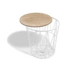 Bout de canapé blanc Gaëlle plateau amovible