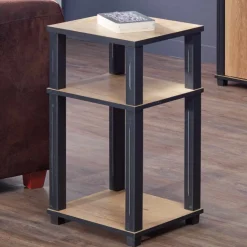 Bout de canapé bois 3 niveaux naturel et noir