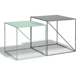 Bout de canapé Chad vert d’eau et anthracite x2