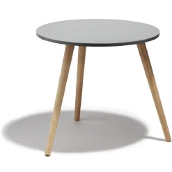 Bout de canapé Charlotte gris pieds en pin naturel - Ø48 x H.42.5 cm