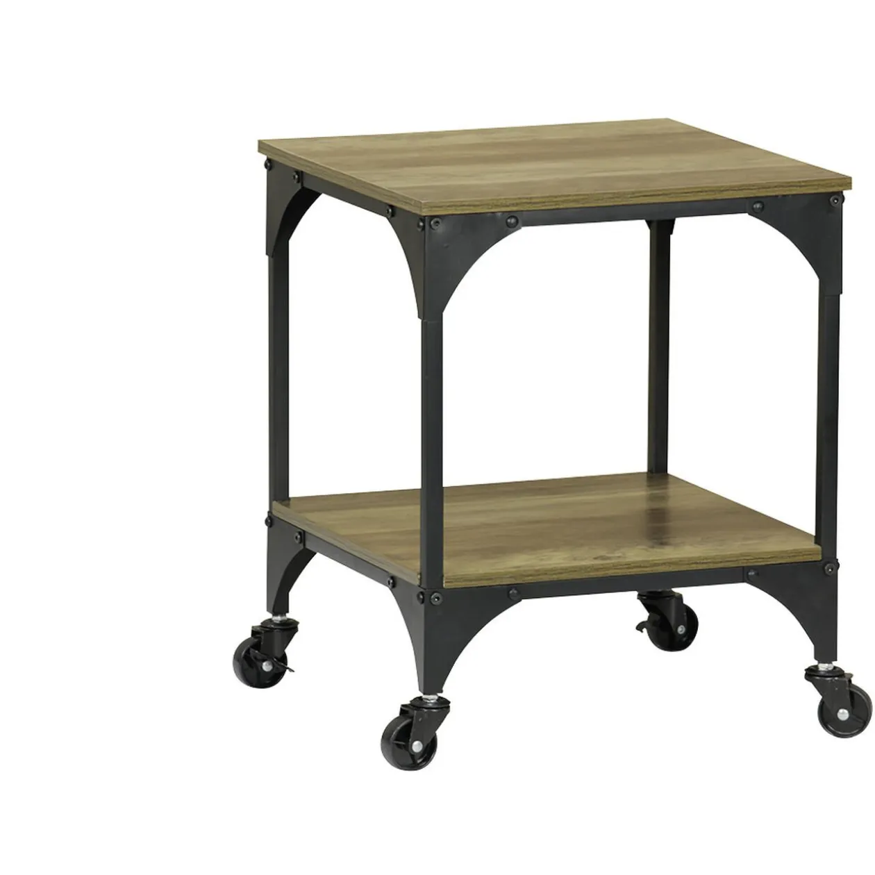 Bout de canapé Detroit bois métal noir et marron 40x40xH50 cm