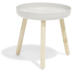 Bout de canapé Echo Ø40xH40cm pin et acier gris