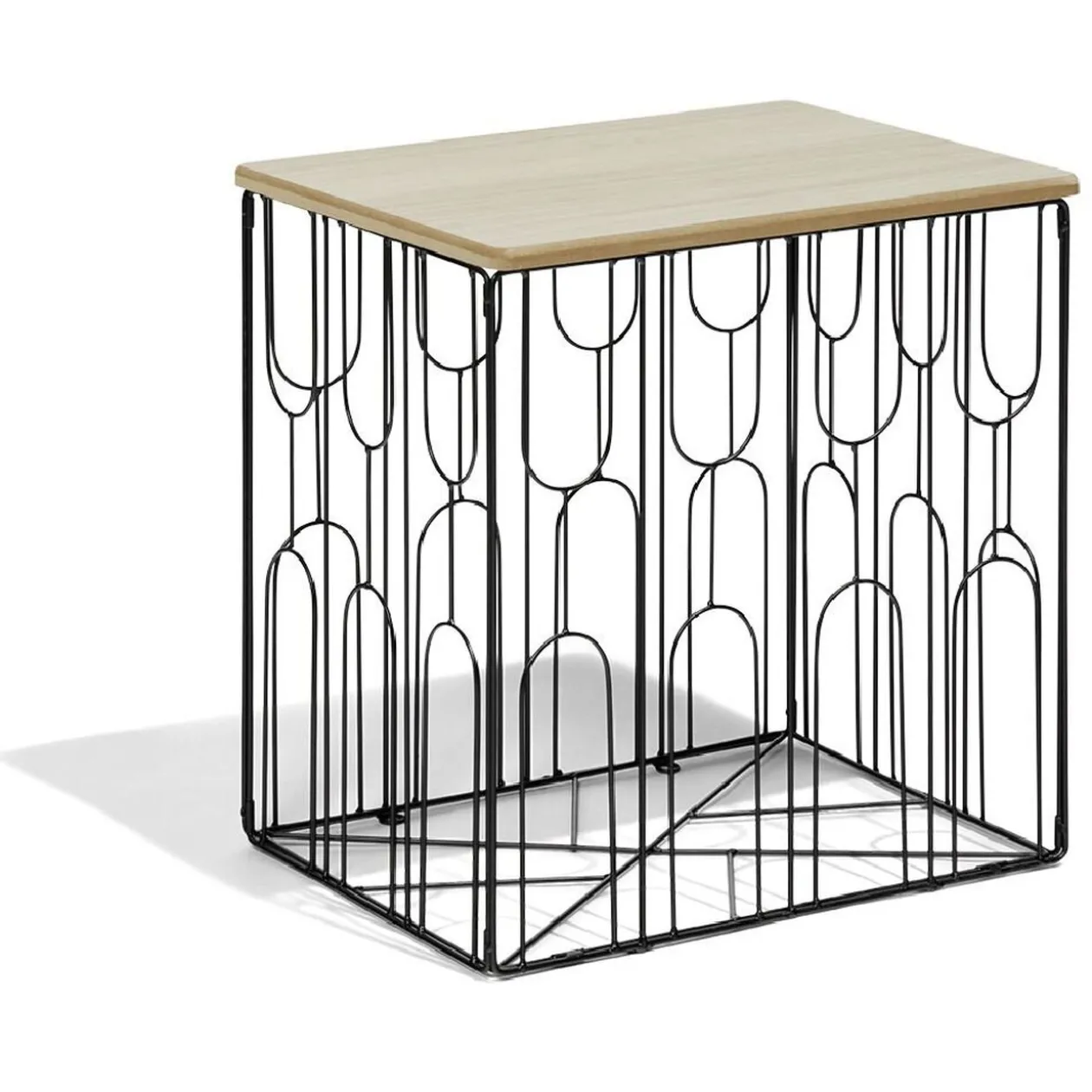 Bout de canapé Gaëlle Art 40xH40x30cm bois et métal noir