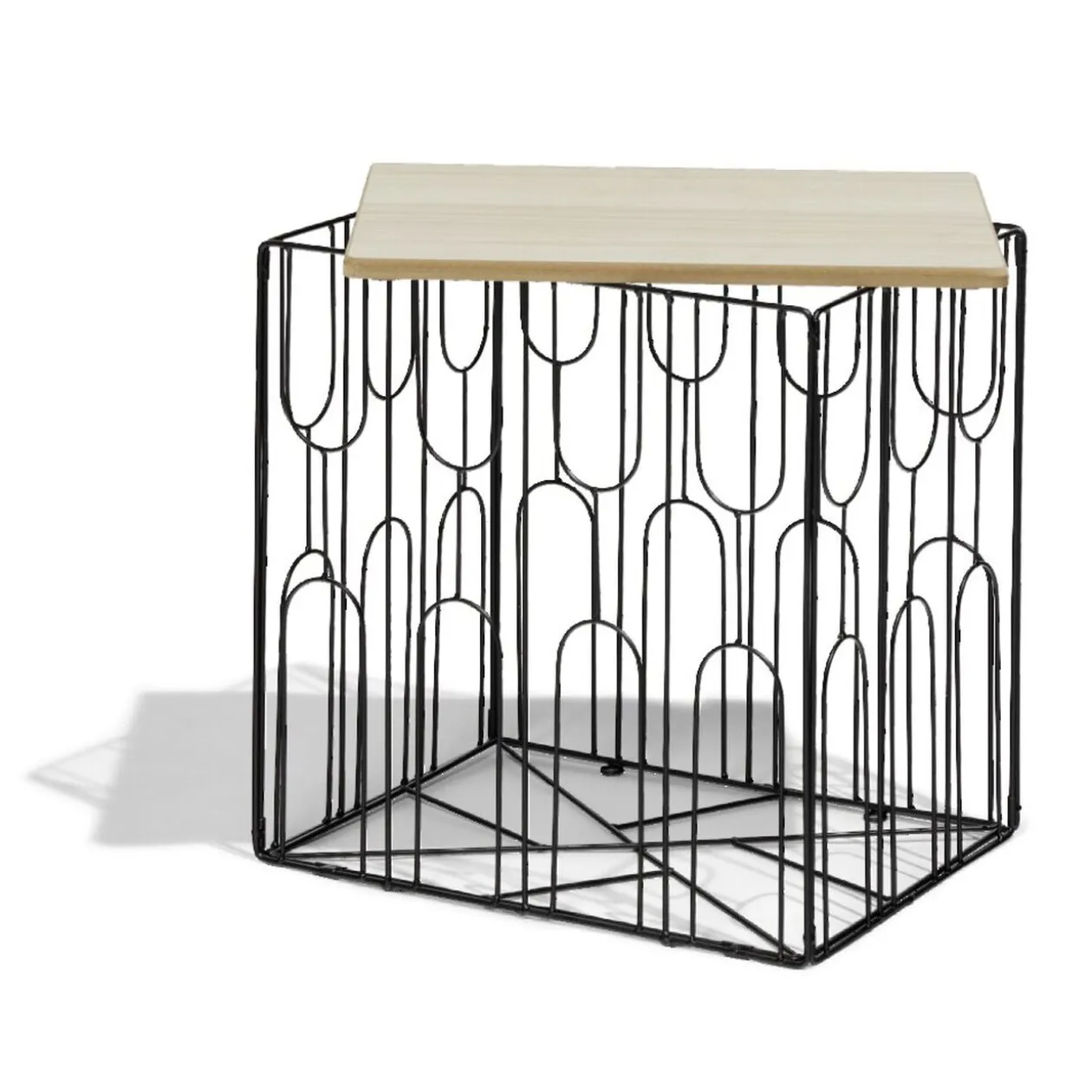 Bout de canapé Gaëlle Art 40xH40x30cm bois et métal noir