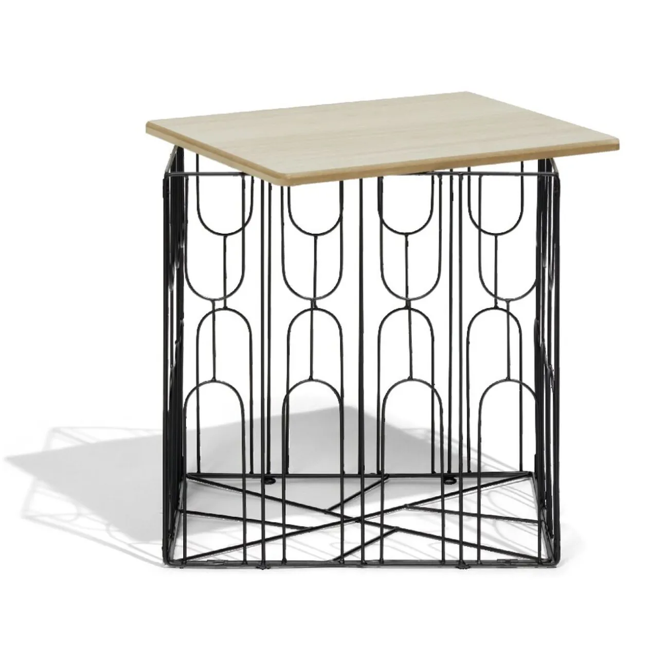 Bout de canapé Gaëlle Art 40xH40x30cm bois et métal noir