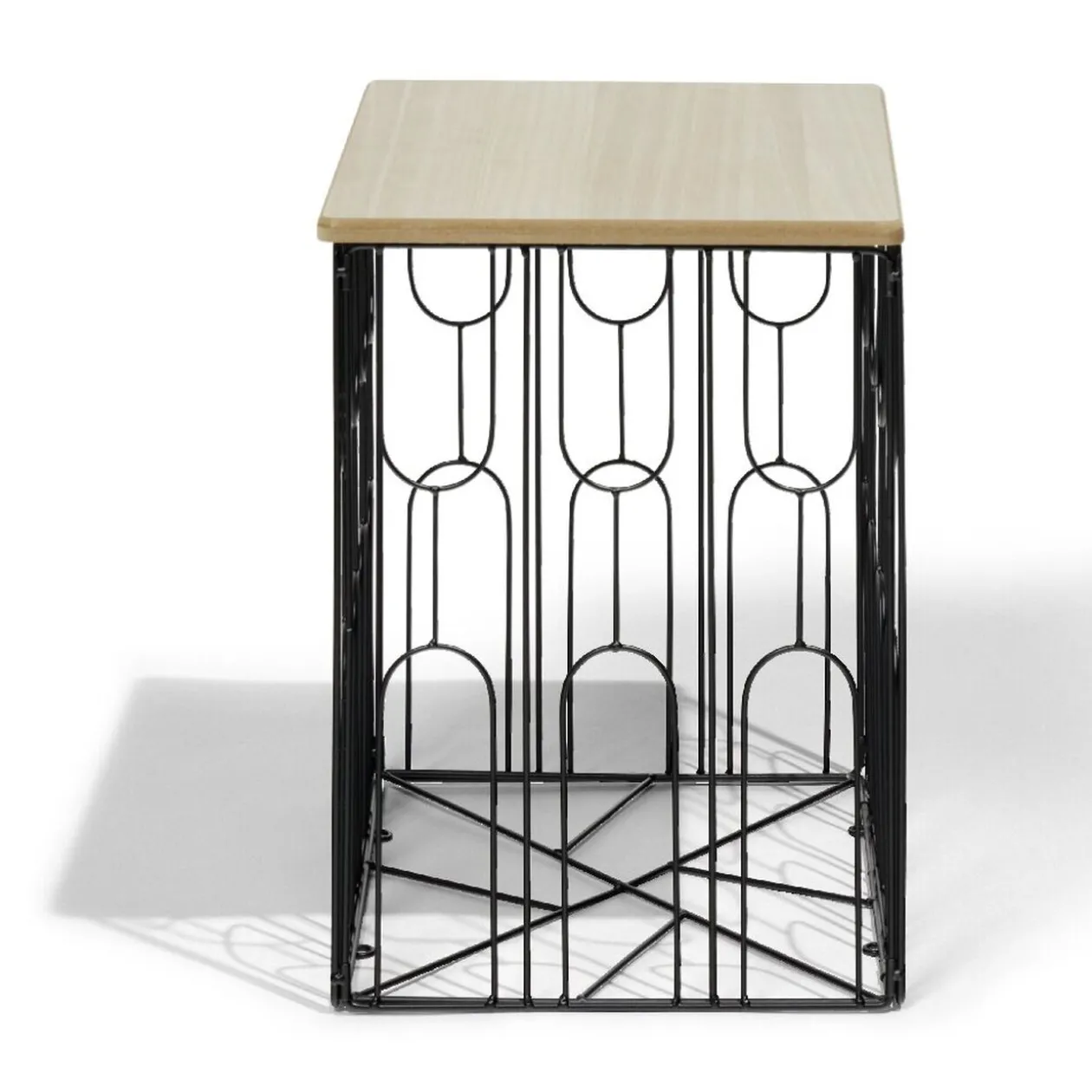 Bout de canapé Gaëlle Art 40xH40x30cm bois et métal noir