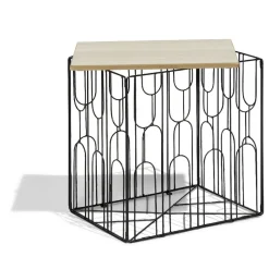 Bout de canapé Gaëlle Art 40xH40x30cm bois et métal noir