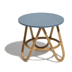 Bout de canapé Inaya en rotin bleu