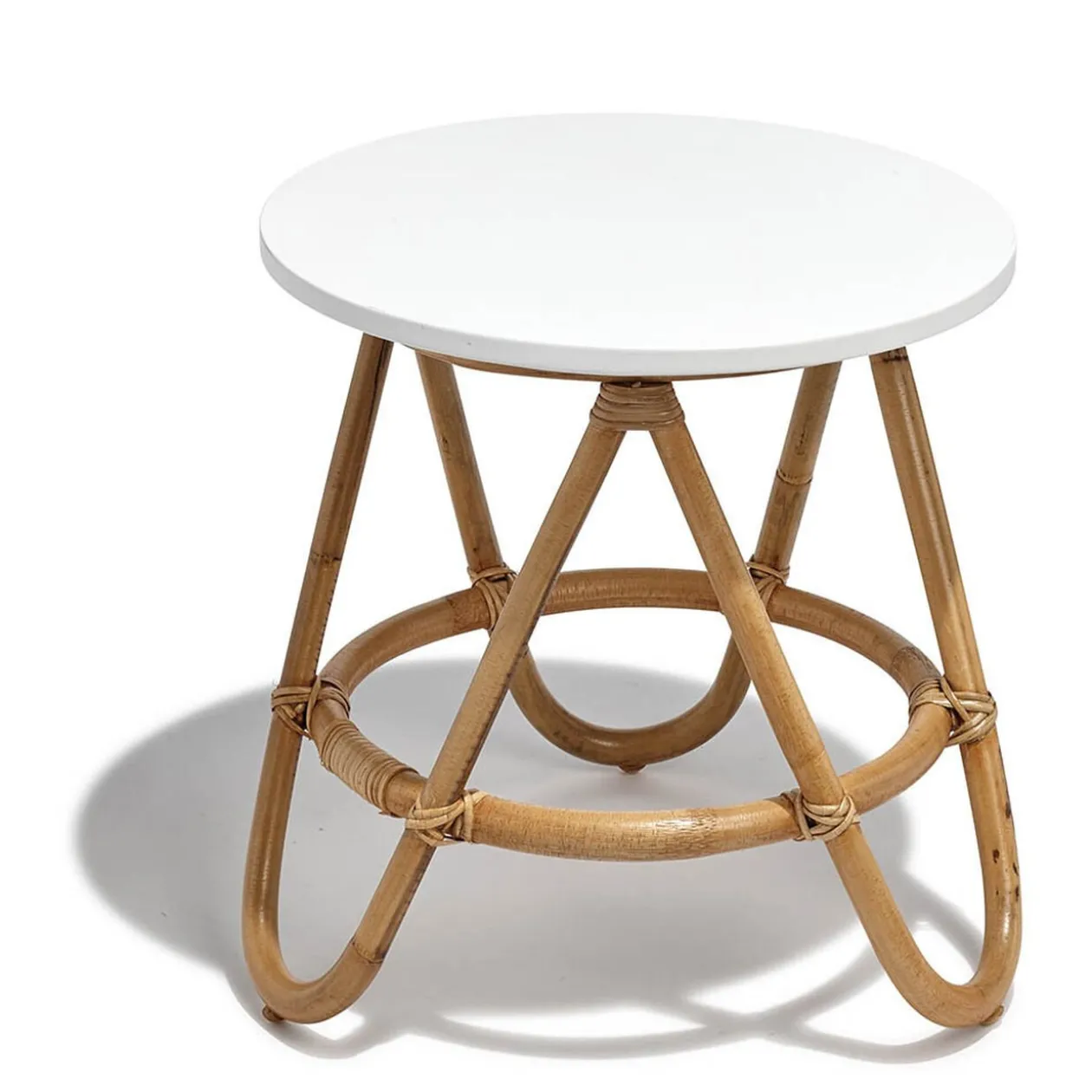 Bout de canapé Inaya en rotin blanc