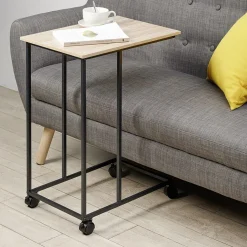 Bout de canapé John à roulettes noir et naturel