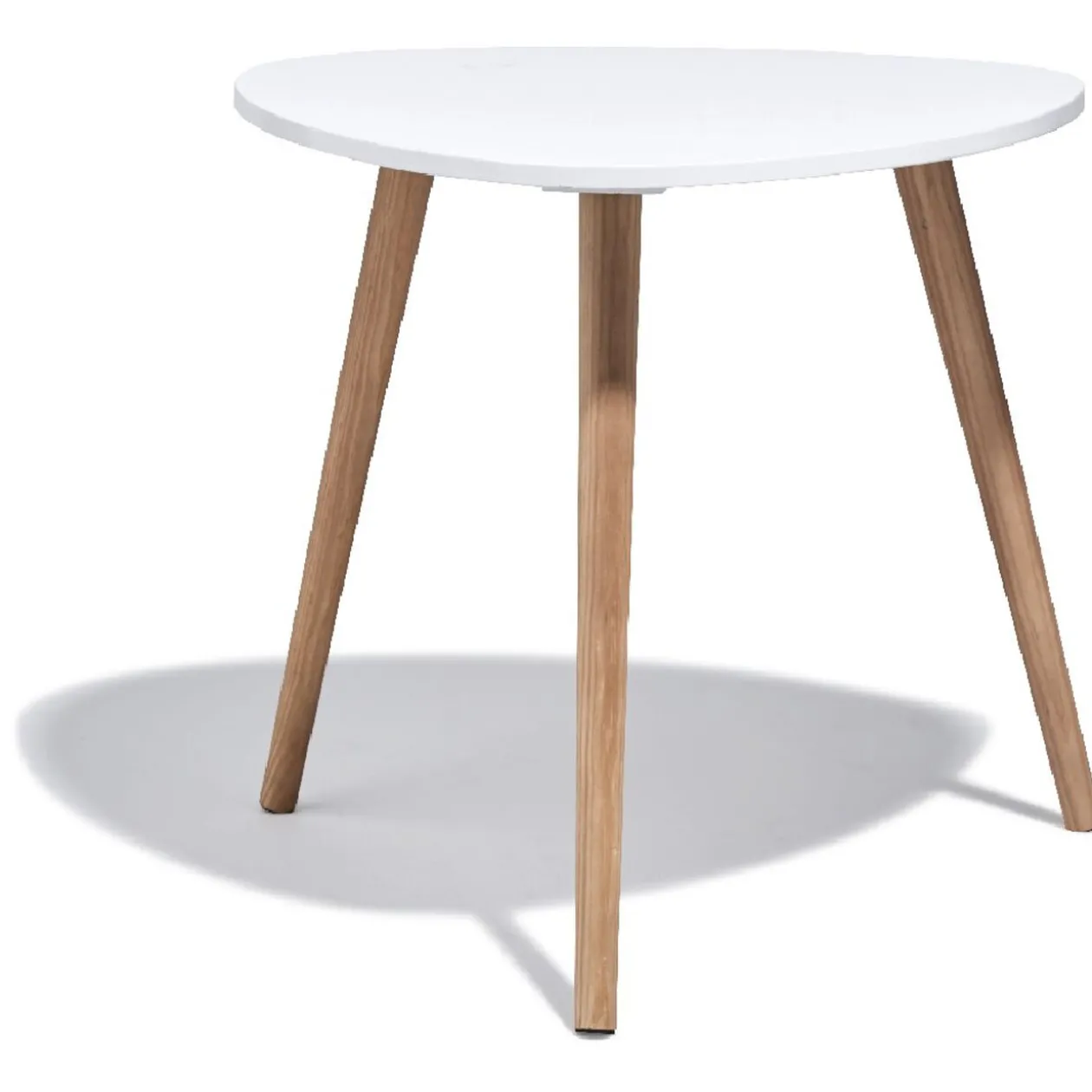 Bout de canapé Joseph Blanc pieds en pin verni Ø48 x H42 cm