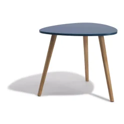 Bout de canapé Joseph bleu canard à trois pieds