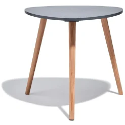 Bout de canapé Joseph Gris anthracite pieds en pin verni Ø48 x H42 cm