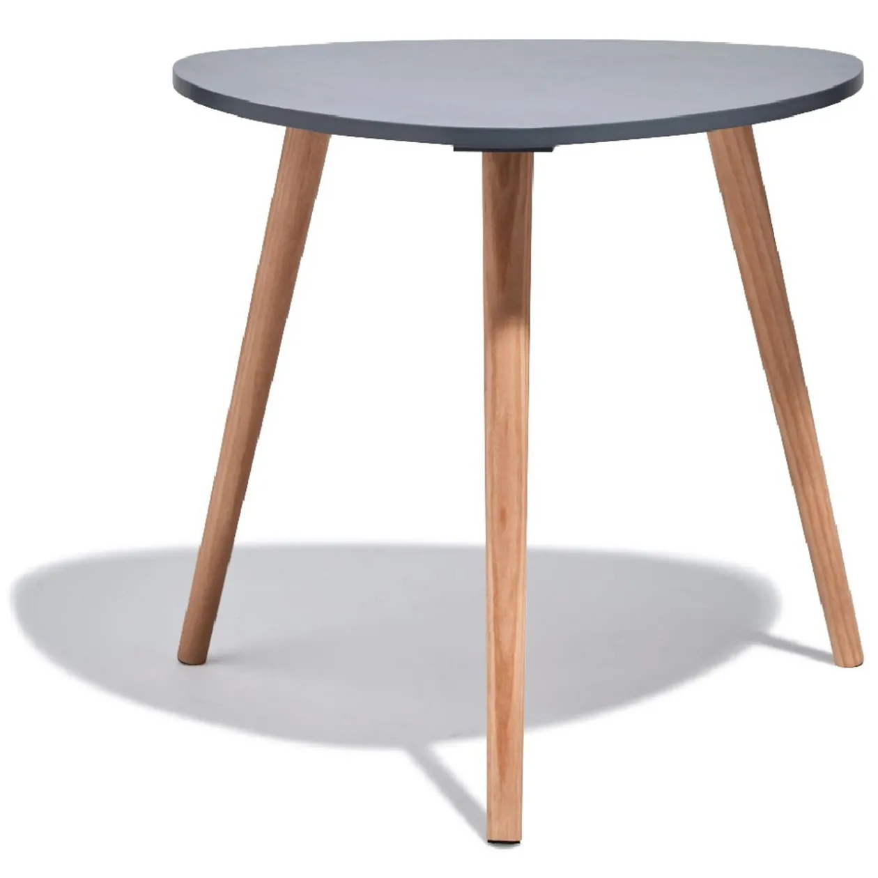 Bout de canapé Joseph Gris anthracite pieds en pin verni Ø48 x H42 cm