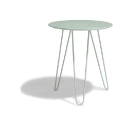 Bout de canapé Lou bleu turquoise à trois pieds