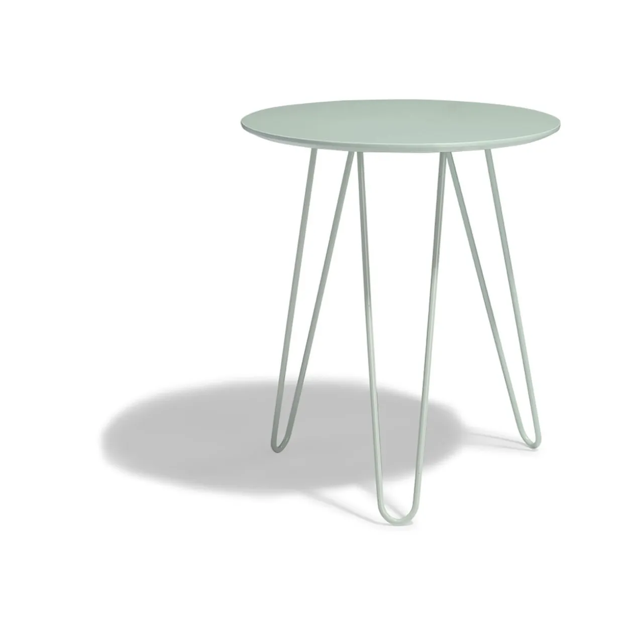 Bout de canapé Lou bleu turquoise à trois pieds