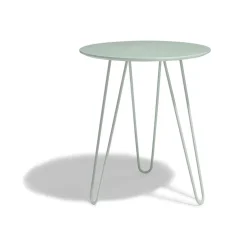 Bout de canapé Lou bleu turquoise à trois pieds