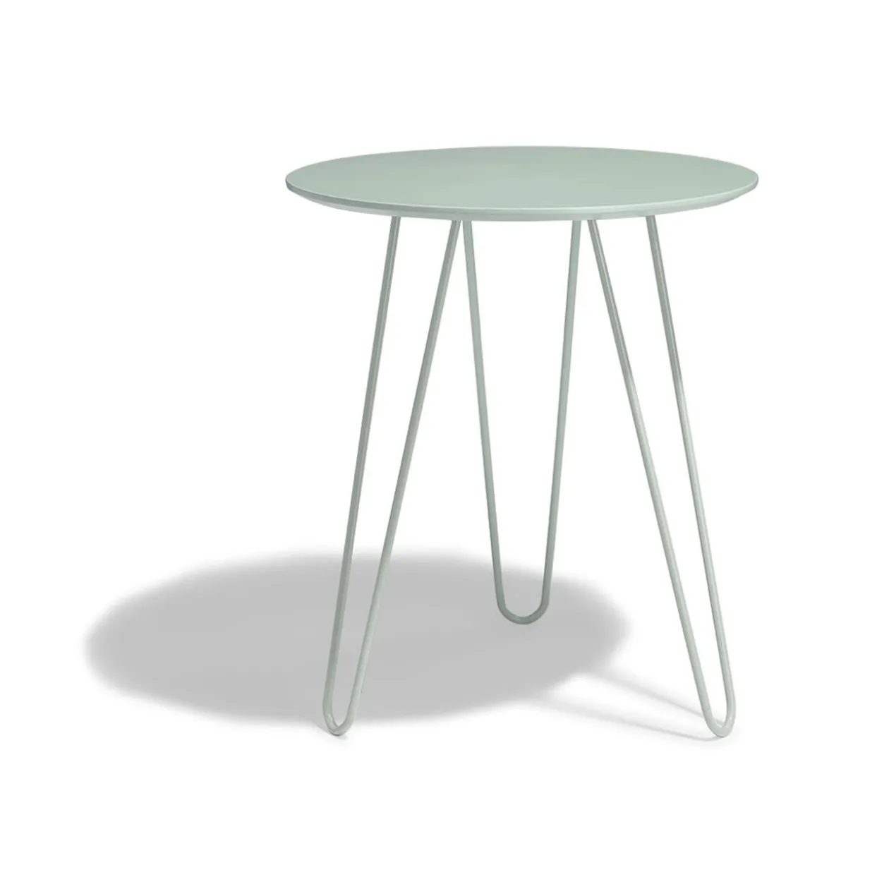 Bout de canapé Lou bleu turquoise à trois pieds