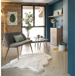 Bout de canapé Lou jaune moutarde à trois pieds